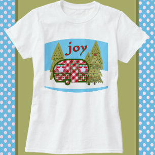 Camiseta Feriado do Camper da Joy Red e White Vintage