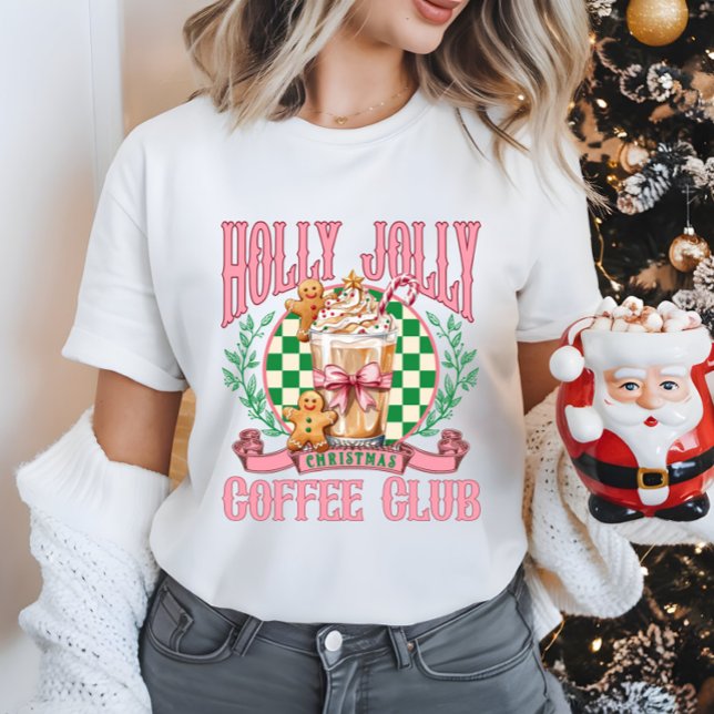 Camiseta Feriado do Clube Café de Natal Rosa Menino (Criador carregado)