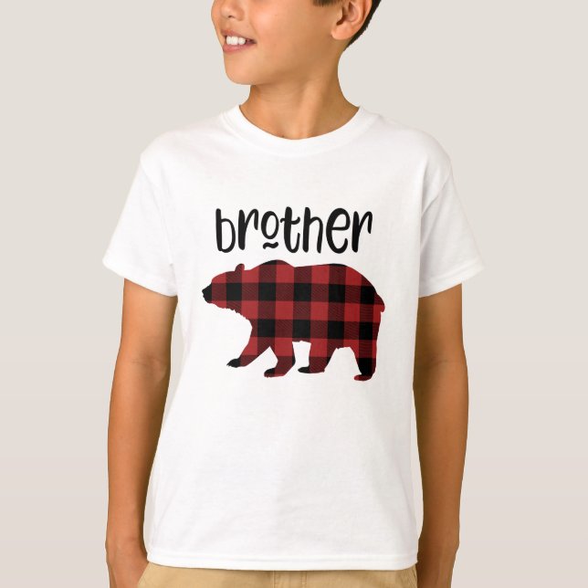 Camiseta Feriado do Urso Irmão da Xadrez de Buffalo Vermelh (Frente)