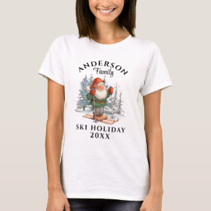 Camiseta Feriado em Esqui da Família com Nome e Ano