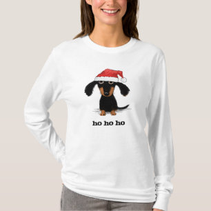 Camiseta Feriado engraçado do cão do Weenie de Papai Noel