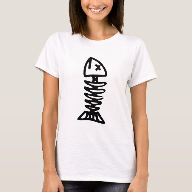 Camiseta Feriado engraçado feminino Novelty FISH SKELETON T (Frente)
