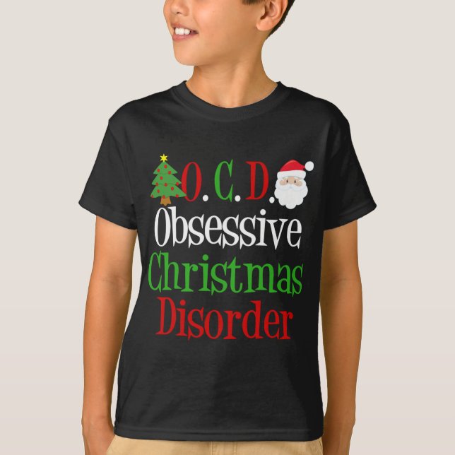 Camiseta Feriado Engraçado Obsessivo de Natal Engraçado (Frente)