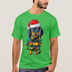 Camiseta Feriado Feliz das Luas de Natal do Dachshund Santa