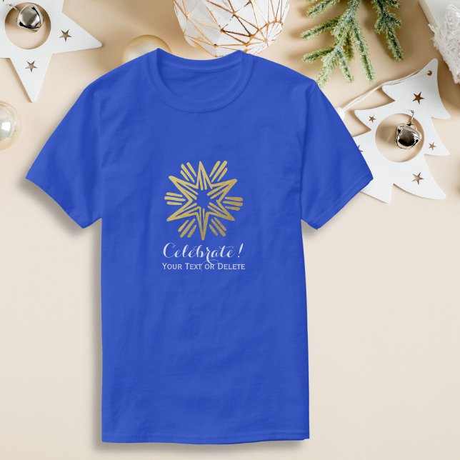 Camiseta Feriado Festivo em Estrelas de Ouro Personalizado (Criador carregado)
