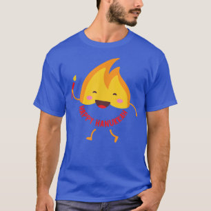 Camiseta Feriado Judeu Hanukkah Candle Flame Dizendo Feliz