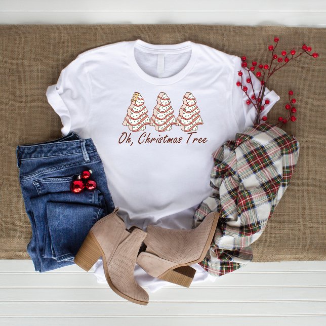 Camiseta Feriado Moderno do Bolo de Árvore de Natal (Criador carregado)