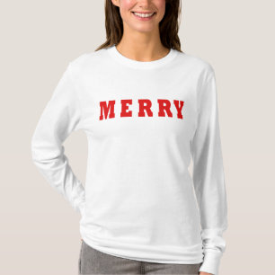Camiseta Feriado Natal Alegre letra vermelha elegante moder