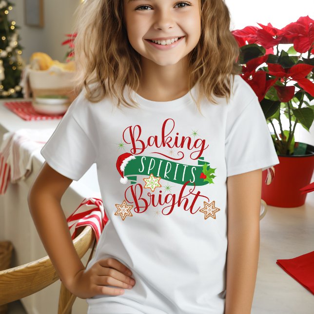 Camiseta Feriado Natal Banhando Espíritos Brilhante Festivo (Christmas Holiday Baking Spirits Bright Festive T-Shirt)