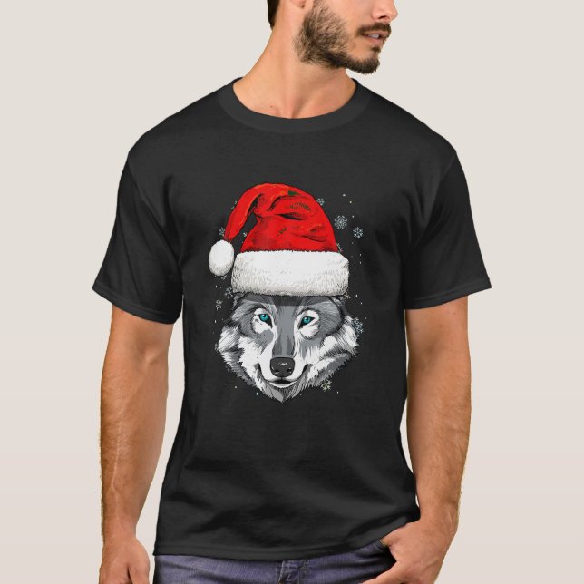 Camiseta Feriado Natal Wolf Santa Clause Navidad Xmas W (Frente)