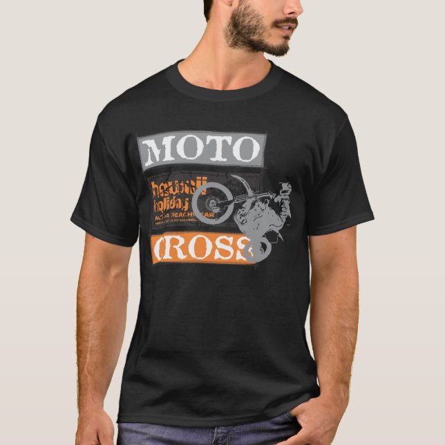 Camiseta Feriado preto de Havaí do motocross dos homens (Frente)