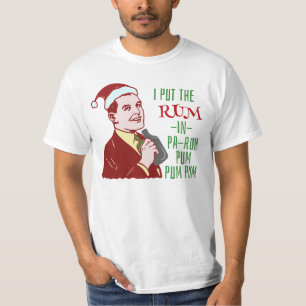 Camiseta Feriado retro do homem do bebendo do rum do Natal
