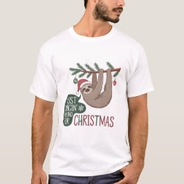 Camiseta Feriado Sloth - Apenas pendurado no Natal