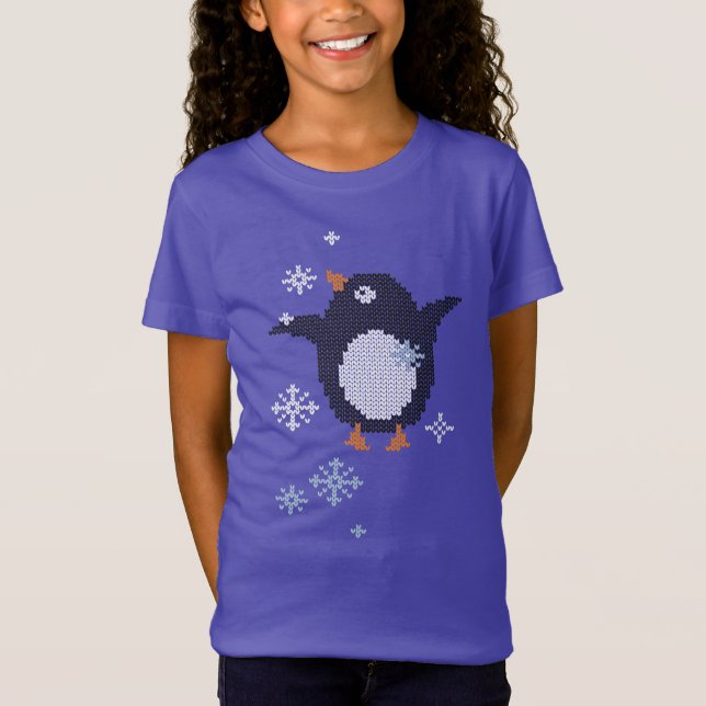 Camiseta Feriados de inverno com Pinguim-Pinguim (Frente)