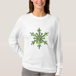 Camiseta Feriados de inverno Pinho Floco de neve Fêmea de