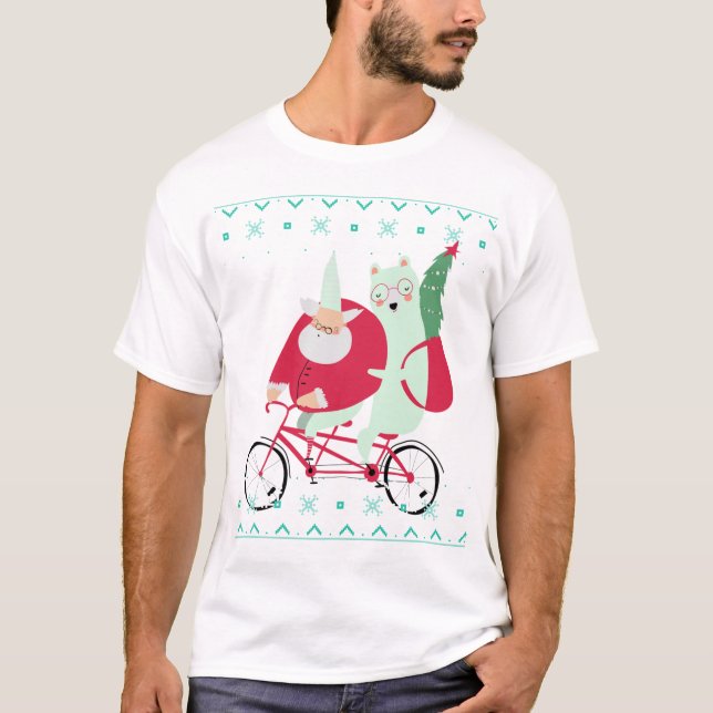 Camiseta Feriados de Natal de Santa Claus (Frente)