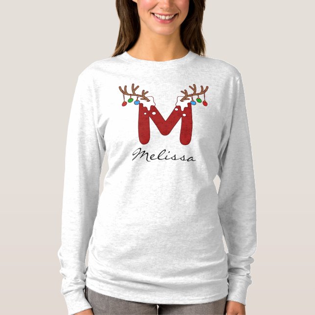 Camiseta Feriados de Natal em Monograma Mãe (Frente)