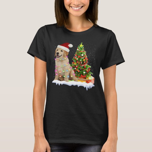 Camiseta Feriados de Natal para Retriever de ouros (Frente)