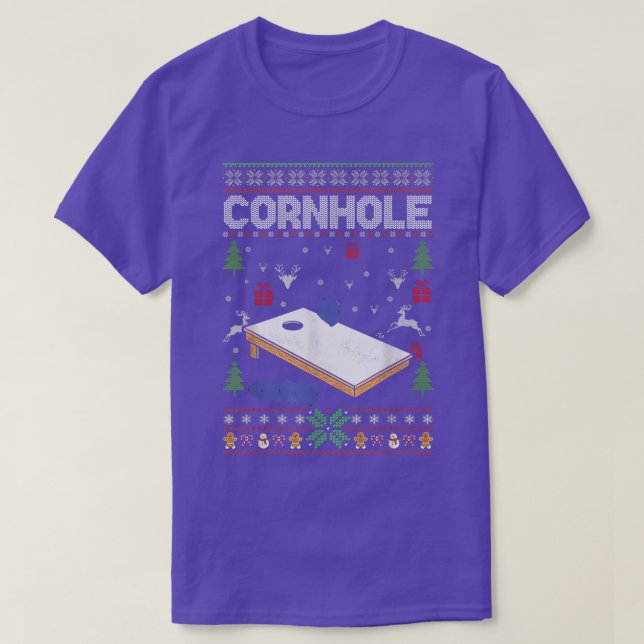Camiseta Feriados Felizes de Natal Feios Cornhole (Frente do Design)