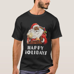 Camiseta Feriados felizes do Papai Noel Negro