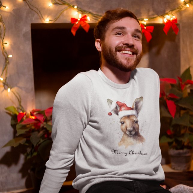 Camiseta Férias Alegres, Canguru de Natal personalizado (Criador carregado)