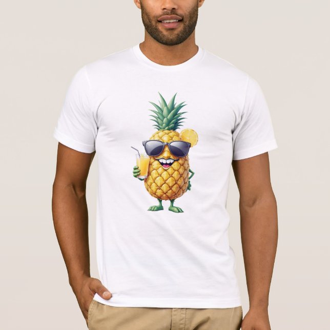 Camiseta Férias animadas e alegres Férias Tropicais Bebida  (Frente)