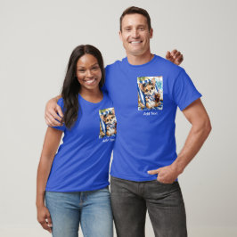 Camiseta Férias Chihuahua Macho Praia Relaxamento (Azul)