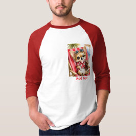 Camiseta Férias Chihuahua Macho Praia Relaxamento (Vermelho