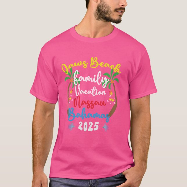 Camiseta Férias da família 2025 Bahamas Jaws Beach Summer S (Frente)