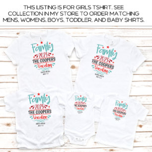 Camiseta Férias da Família Girls Beach Summer Personalizada