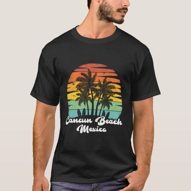 Camiseta Férias da família México Cancun Beach (Frente)