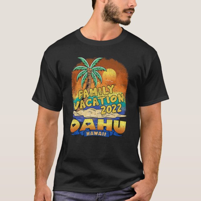 Camiseta Férias da Família Oahu Hawaii 2022 Beach Souvenir (Frente)