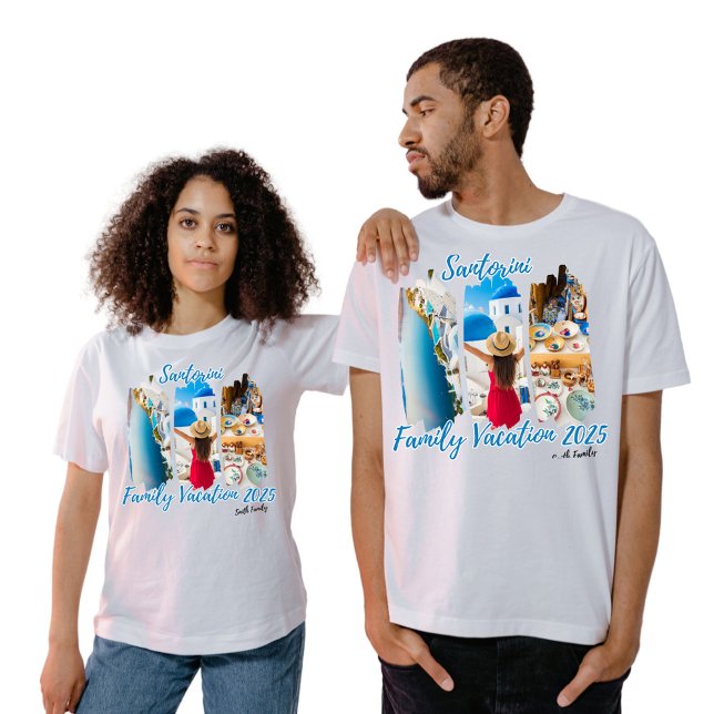 Camiseta Férias da família Santorini Grécia Feriado de Verã (Criador carregado)