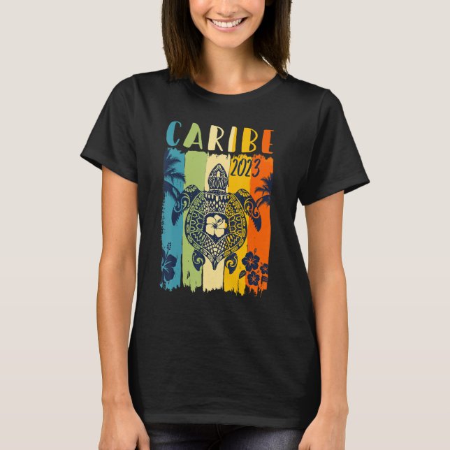 Camiseta Férias da Família Sea Turtle Retro Caribe (Frente)