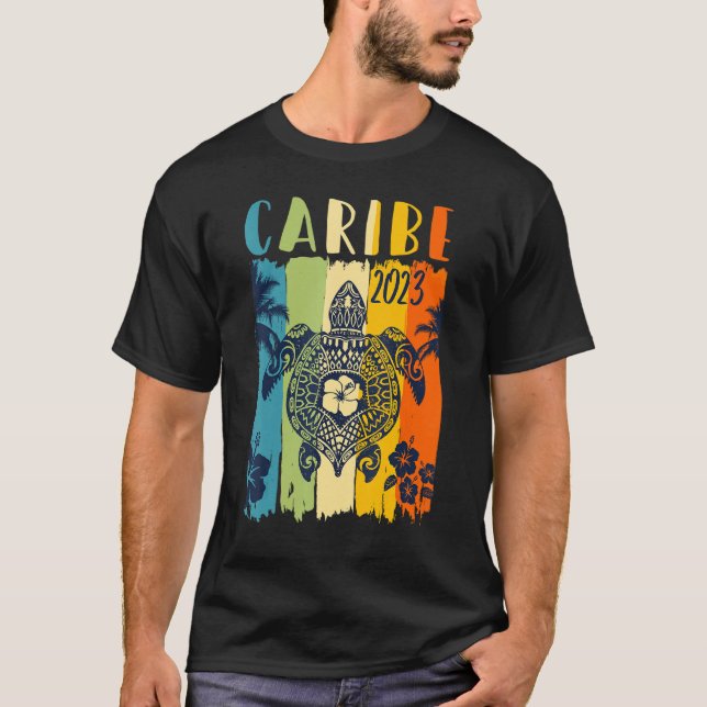 Camiseta Férias da Família Sea Turtle Retro Caribe (Frente)