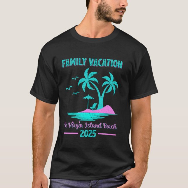 Camiseta Férias da Família Virgin Island 2025 Palm Tree (Frente)