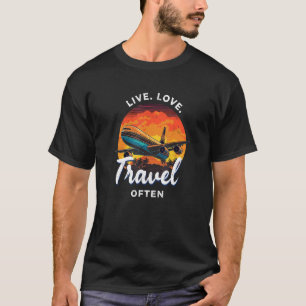 Camiseta Férias de agentes de Viagem de viajantes ao vivo c