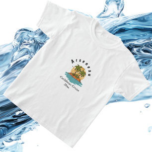 Camiseta Férias de cruzeiro Tropical Sunset Teal Personaliz
