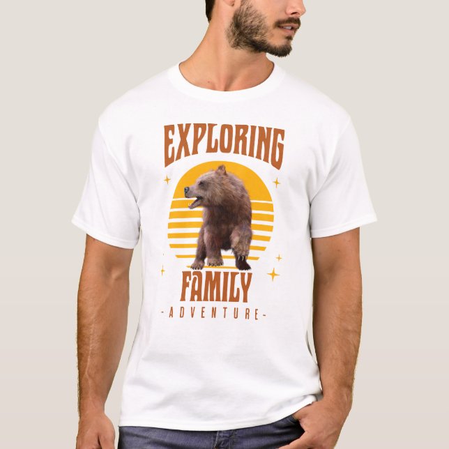 Camiseta Férias de Família Combinando Urso Aventura Estilo (Frente)
