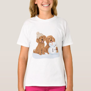 Camiseta Férias de Inverno Goldendoodle Cachorro Boneco de