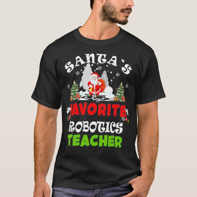 Camiseta Férias de Natal de Professores Robóticos Favoritos (Frente)