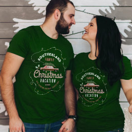 Camiseta Férias de Natal Familiares Carro vintage Rosa