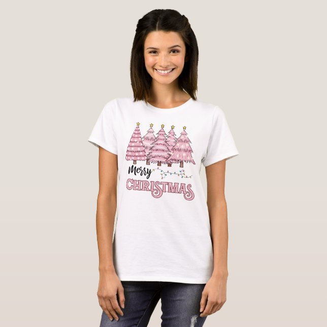 Camiseta Férias de Natal Feliz em Árvore (Frente Completa)