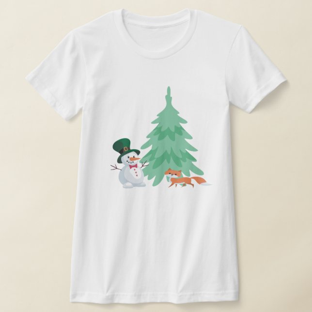 Camiseta Férias de Natal Festivas Snowman (Postura )