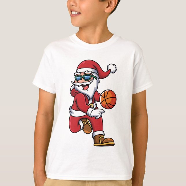 Camiseta Férias de Natal para Papais noeis de basquete mode (Frente)