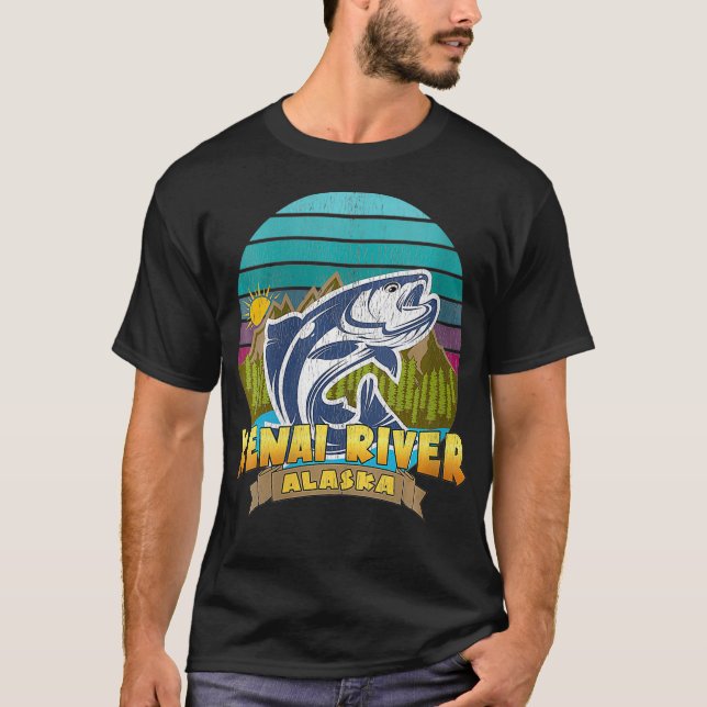 Camiseta Férias de pesca do salmão no RIO ALASKA, KENAI (Frente)