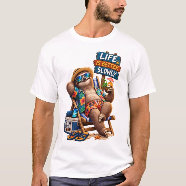 Camiseta Férias de Preguiça Tropical (Frente)