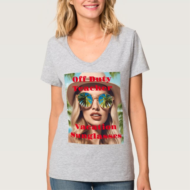 Camiseta Férias de Professores em Serviço Óculos de sol T-S (Frente)