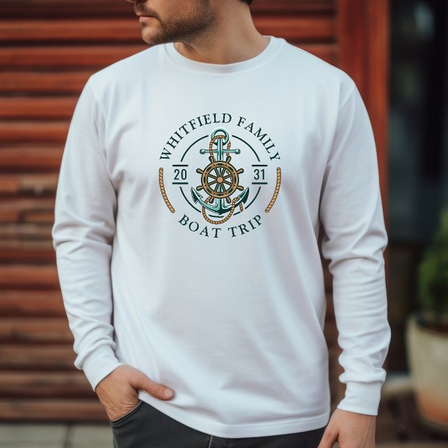 Camiseta Férias de Reunião Náutica Da Família Personalizada (Custom Family Nautical Boat Trip Reunion Vacation T-Shirt)