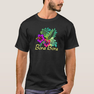 Camiseta Férias de Surf Tropical de Flor Bora Bora Beach